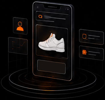Phone showing product recommendation with user signals