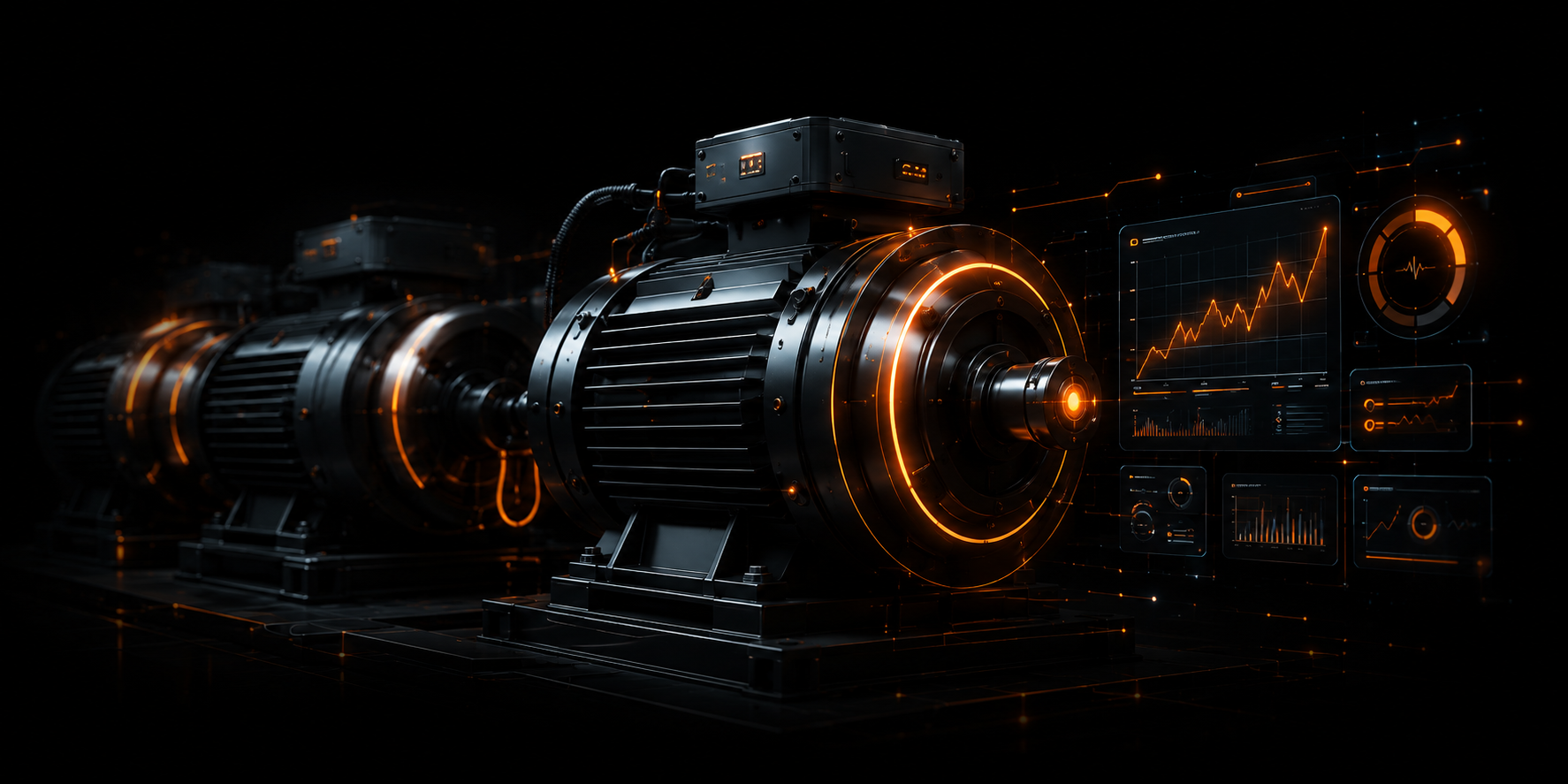 Industrial motors with monitoring dashboards